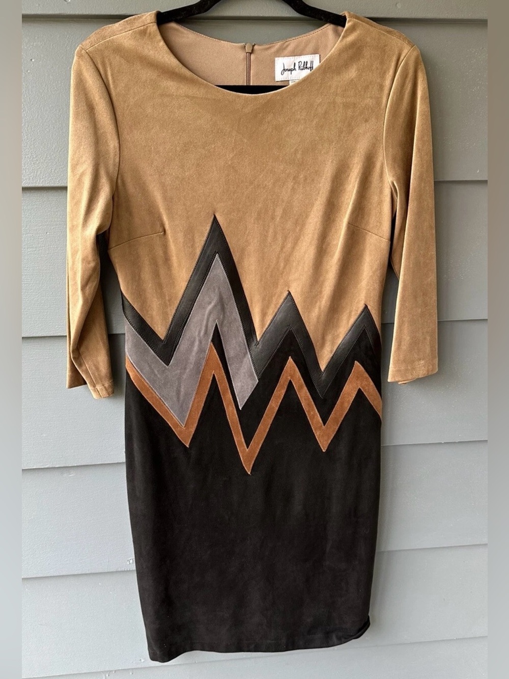 Joseph Ribkoff sz 10 black & tan dress suede feel